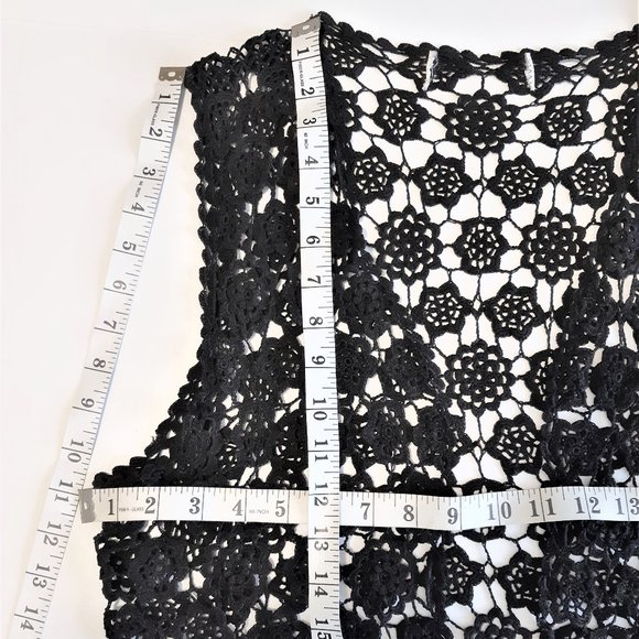 Floral Crochet Knit Boho  Black Vest - Picture 13 of 13